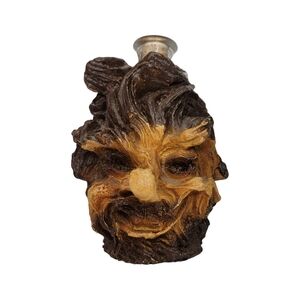 Vintage Faux Wood Face Tree Bark Liquor Decanter Bottle